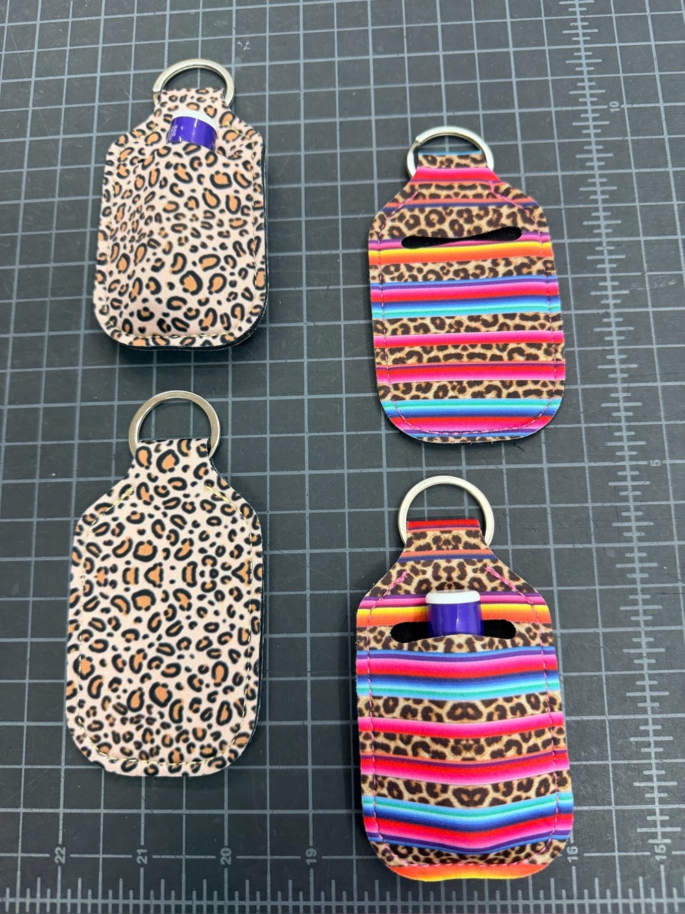 NWOT SET OF 4 Lip Balm Keychain Holders, 2 Leopard and 2 Serape, Teacher gift